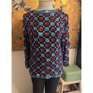 Stunning Vintage Silk Completely Beaded Dressy Tunic Retro Elegance! S